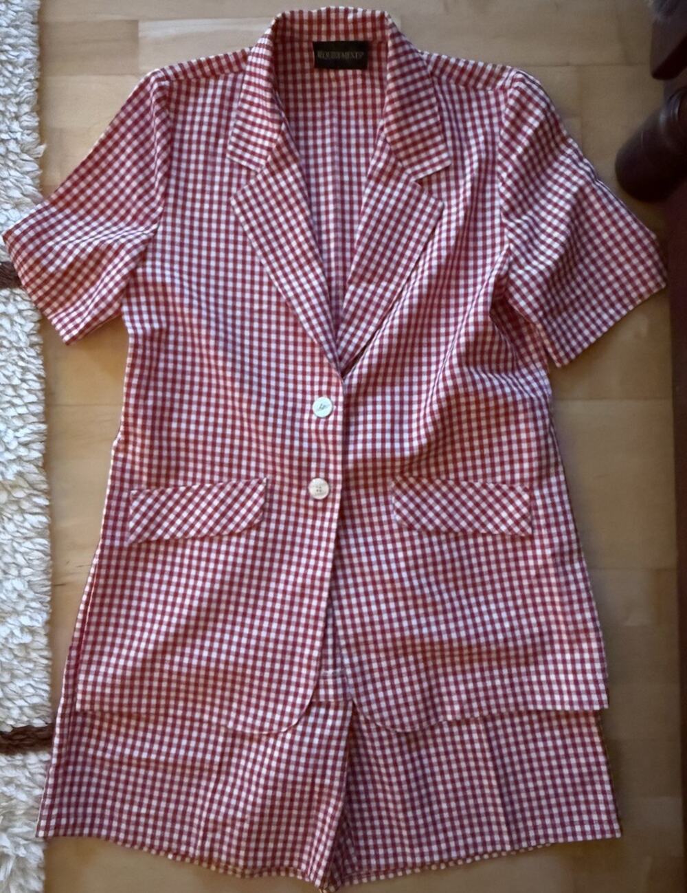 VTG Requirements Red Gingham Short Sleeve Jacket Bermuda Shorts Set 12